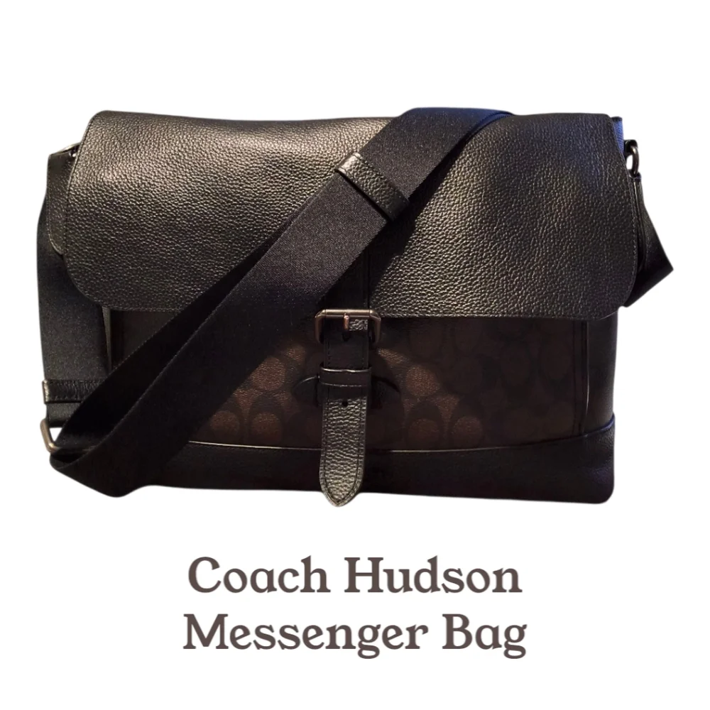 Coach Hudson Messenger Bag in Signature Canvas Black Brown - Academia Work Bag